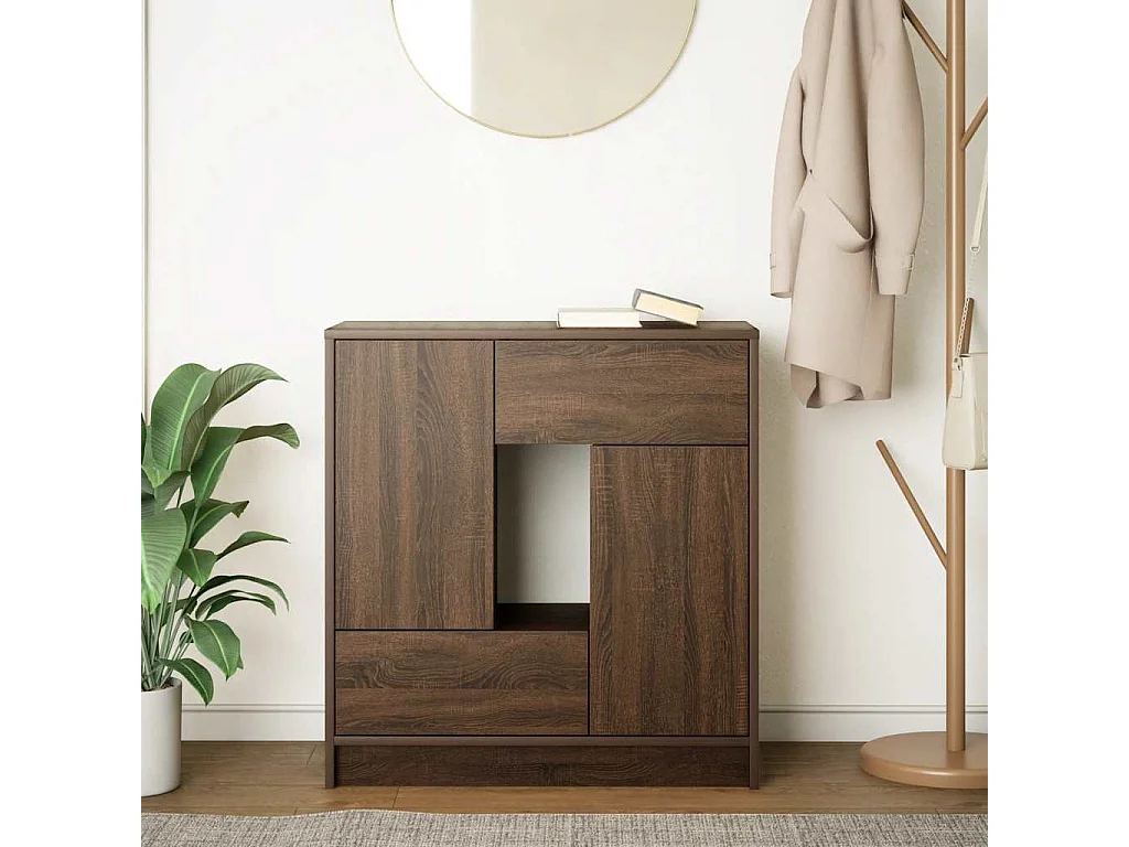 Buffet | Commode à tiroir | Meuble de rangement avec tiroirs et portes chêne marron 70,5x34x74,5 cm