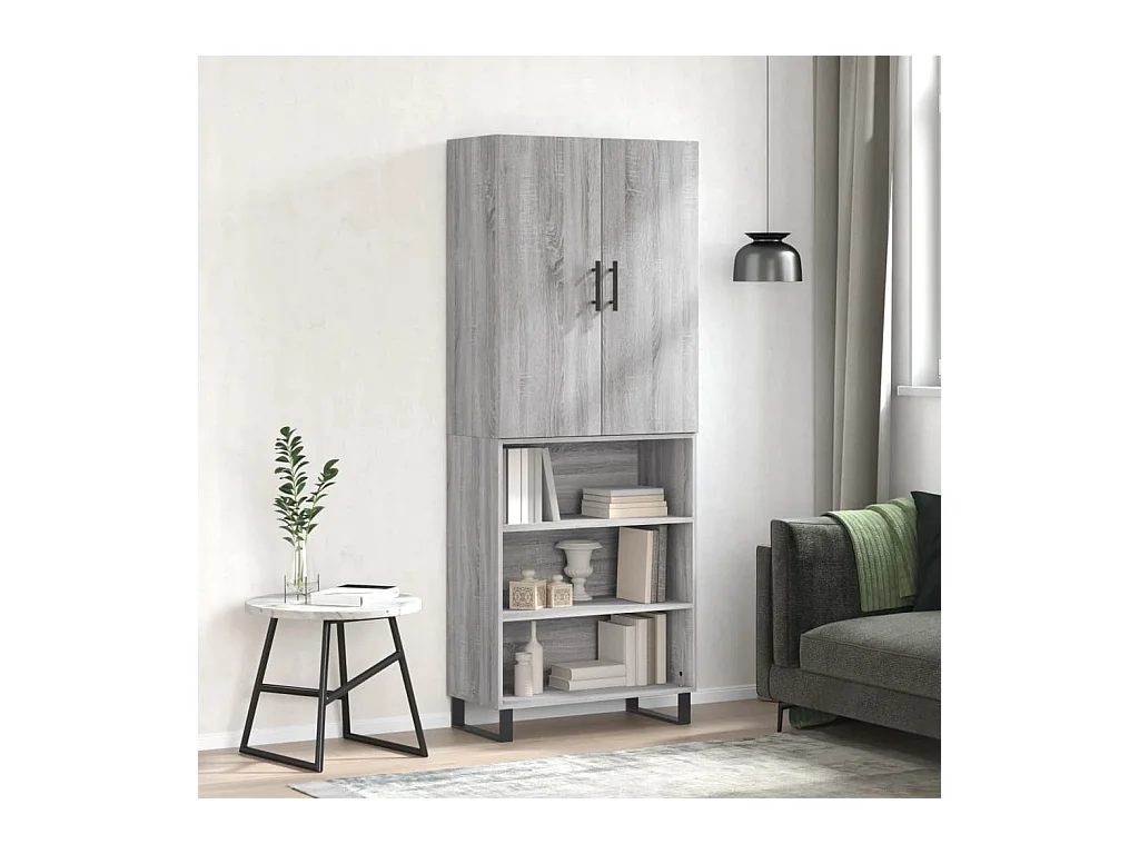 Buffet | Bahut | Meuble de rangement haut Sonoma gris 69,5x34x180 cm Bois d'ingénierie
