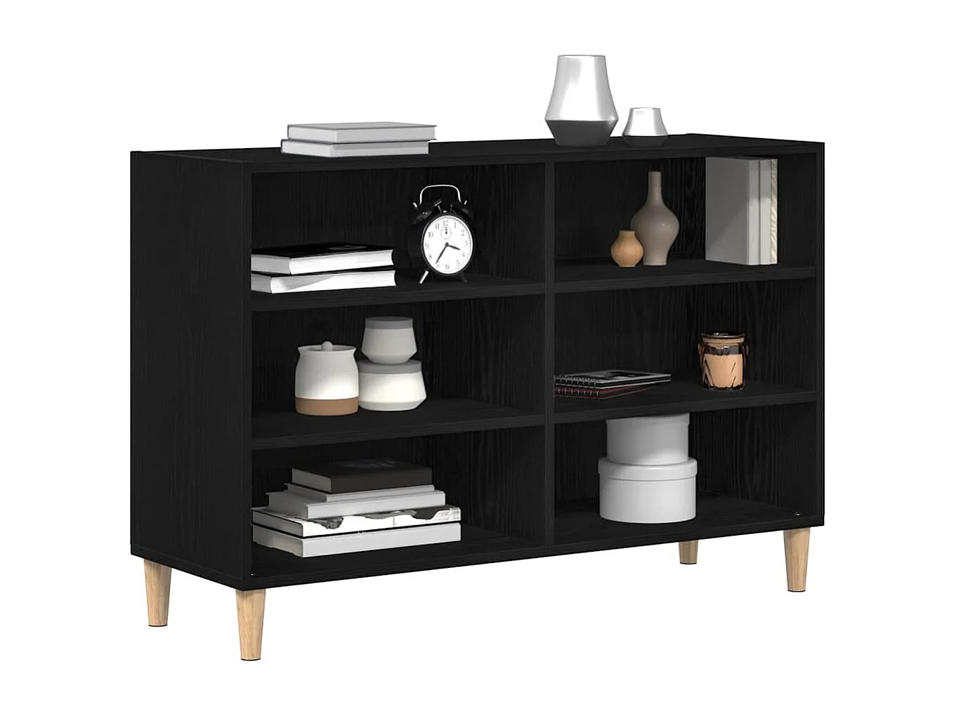 Credenza | Buffet | Armadio Nero Rovere 103,5x35x70 cm in Legno ingegnerizzato
