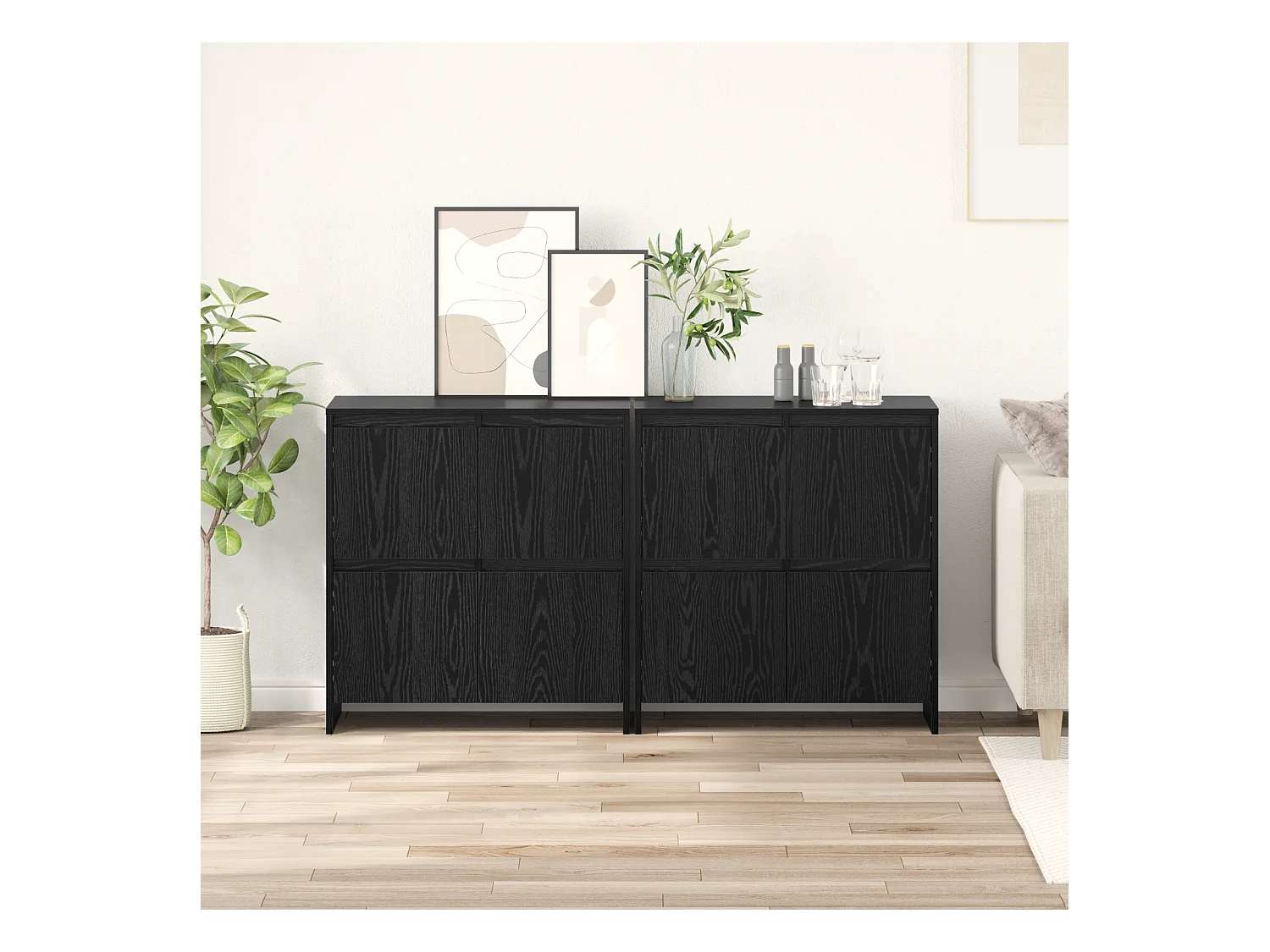 Buffet | Bahut | Meuble de rangement 2 pcs Chêne noir 70 x 41 x 75 cm Bois d'ingénierie