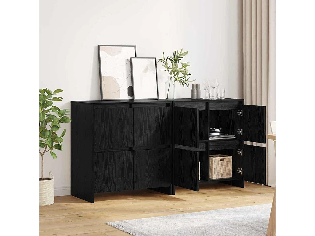 Buffet | Bahut | Meuble de rangement 2 pcs Chêne noir 70 x 41 x 75 cm Bois d'ingénierie