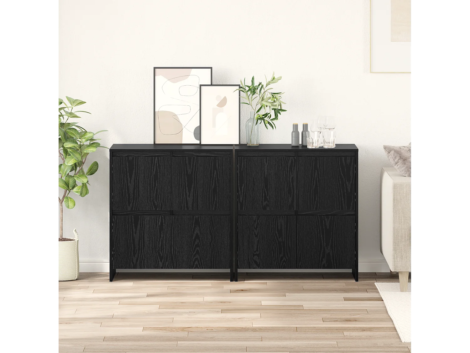 Buffet | Bahut | Meuble de rangement 2 pcs Chêne noir 70 x 41 x 75 cm Bois d'ingénierie