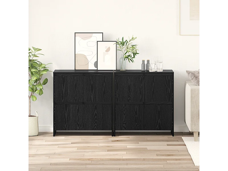 Buffet | Bahut | Meuble de rangement 2 pcs Chêne noir 70 x 41 x 75 cm Bois d'ingénierie