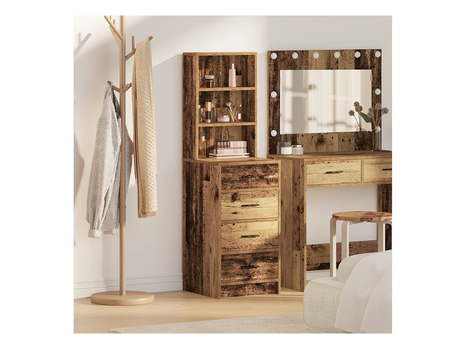Buffet | Bahut | Meuble de rangement Bois Vieilli 40x41x135 cm Panneau de Bois