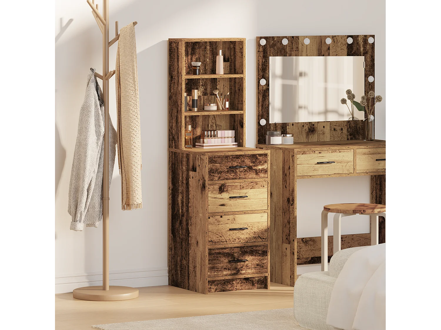 Highboard | Credenza| Armadio alto in Legno Vecchio 40x41x135 cm in Legno Ingegnerizzato