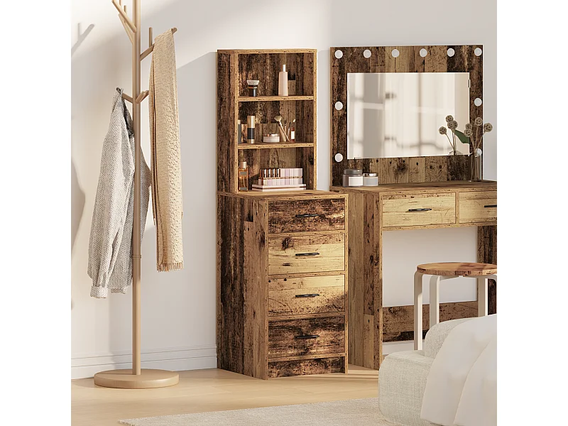 Buffet | Bahut | Meuble de rangement Bois Vieilli 40x41x135 cm Panneau de Bois