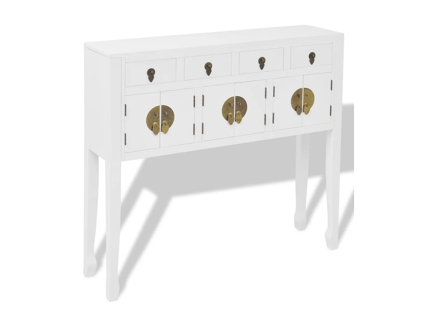 Buffet | Commode à tiroir | Meuble de rangement en style chinois en bois massif Blanc