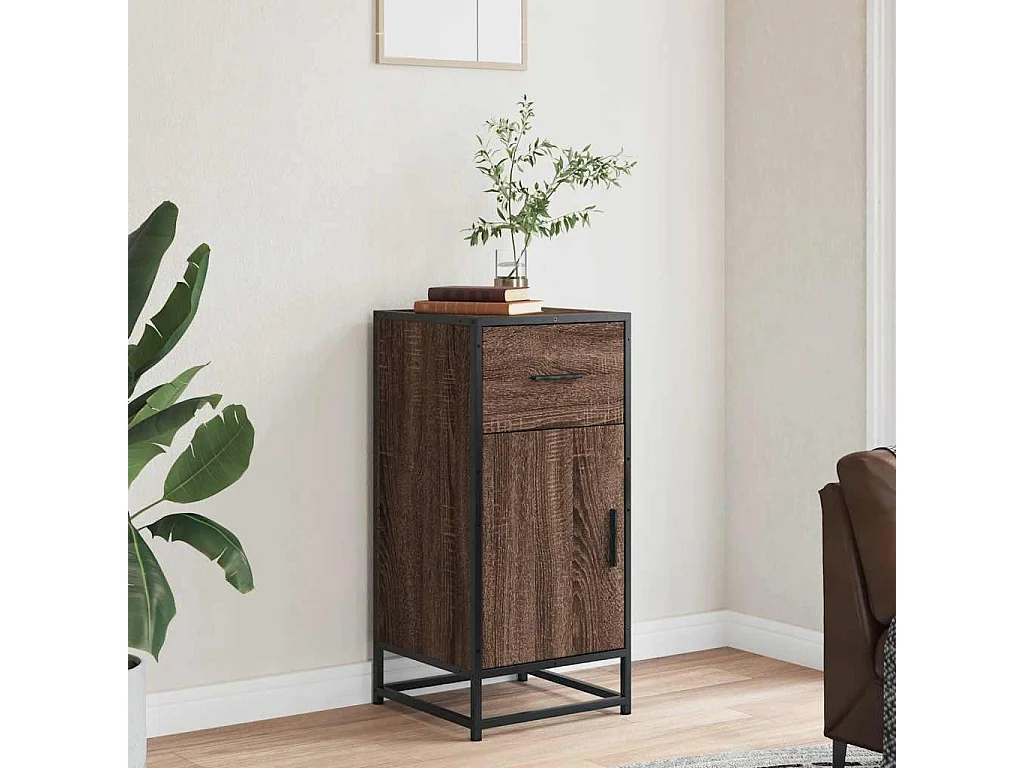 Buffet | Bahut | Meuble de rangement chêne marron 35,5x35x76 cm bois d'ingénierie et métal