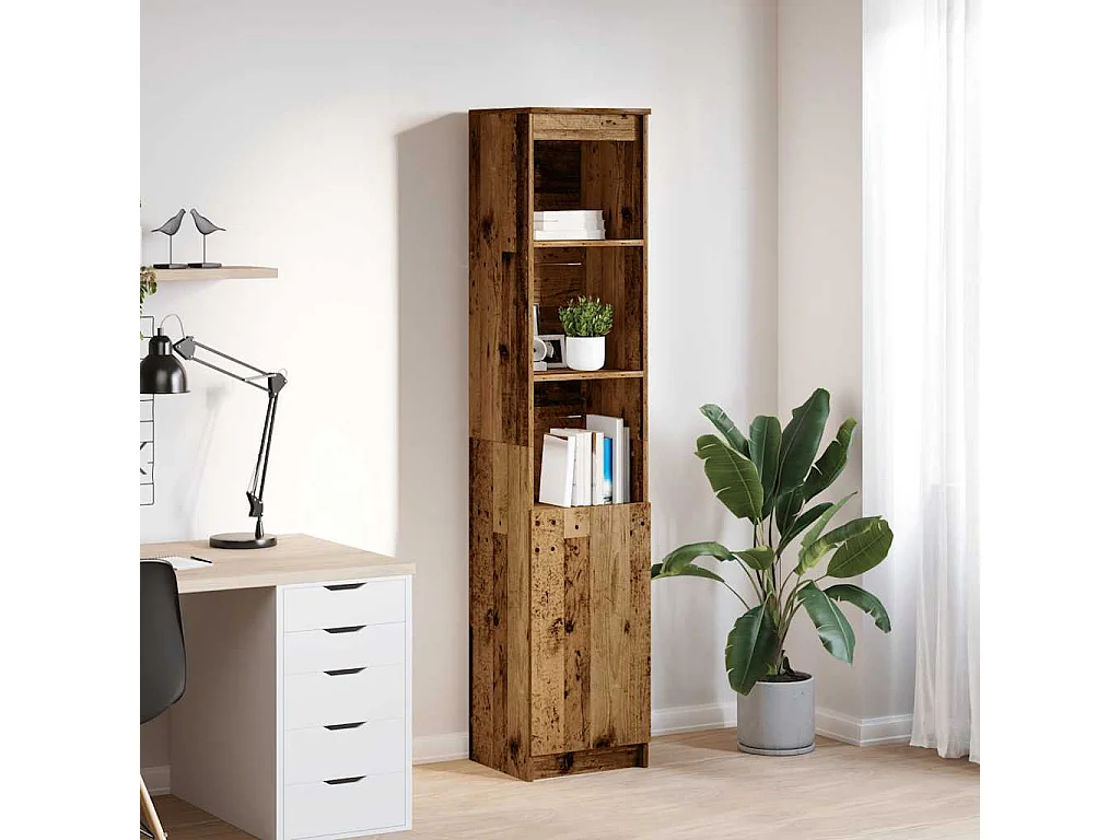 Buffet | Bahut | Meuble de rangement haut 37,5x35x180 cm vieux bois bois d'ingénierie