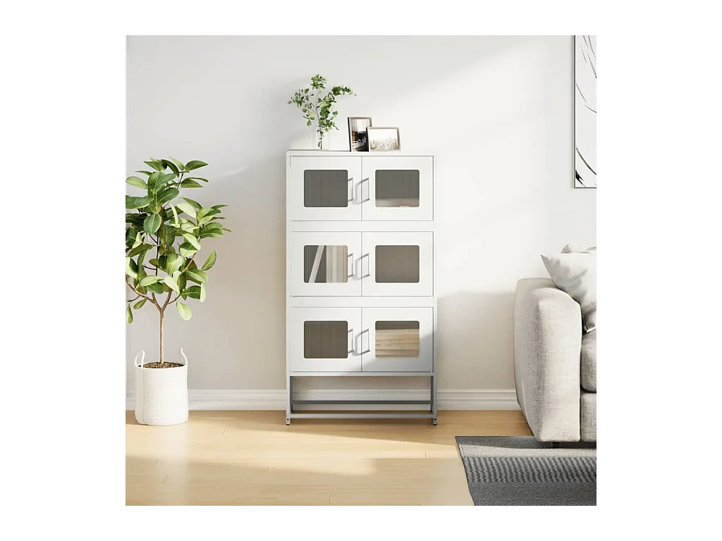 Credenza | Buffet | Armadio Bianca 68x39x123 cm in Acciaio