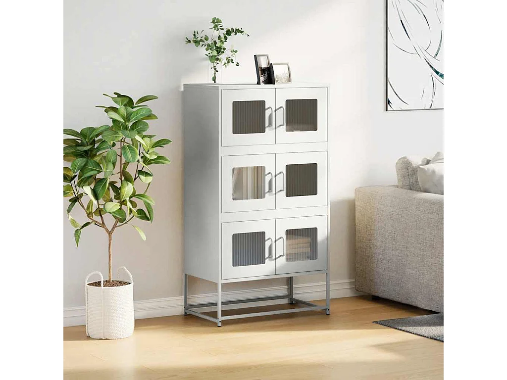 Credenza | Buffet | Armadio Bianca 68x39x123 cm in Acciaio