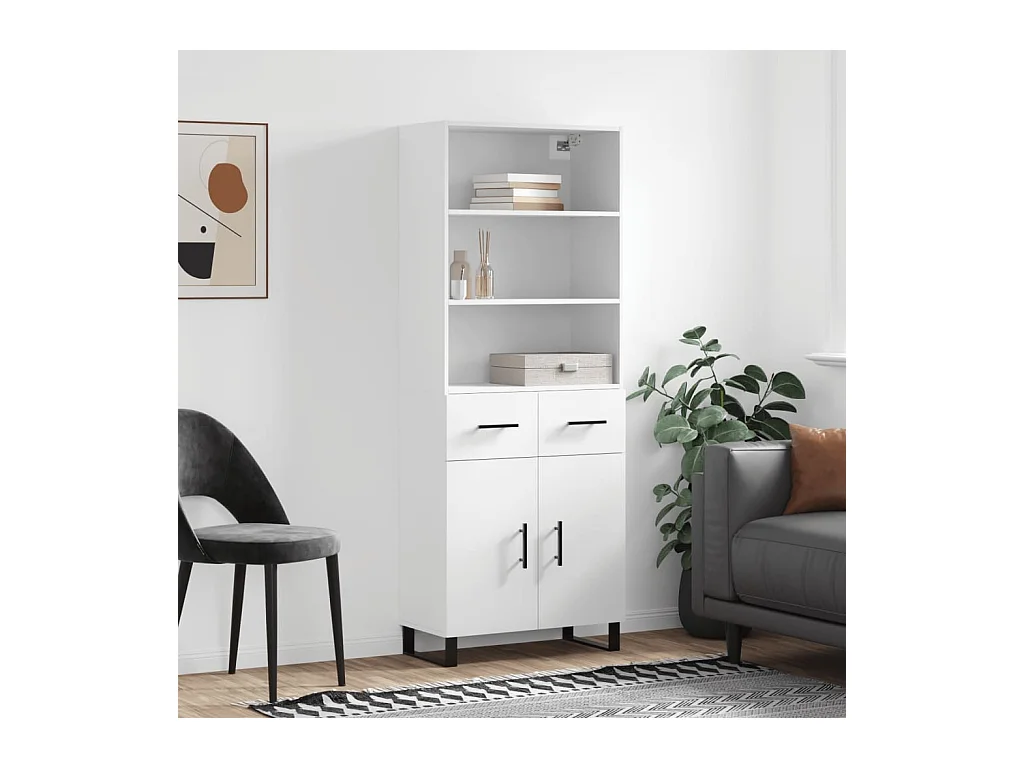 Credenza | Buffet | Armadio Bianca 69,5x34x180 cm in Legno Multistrato