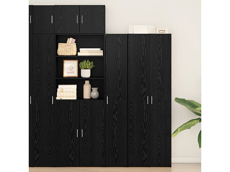 Highboard | Credenza| Armadio alto Rovere Nero 30x42.5x185 cm Legno di ingegneria