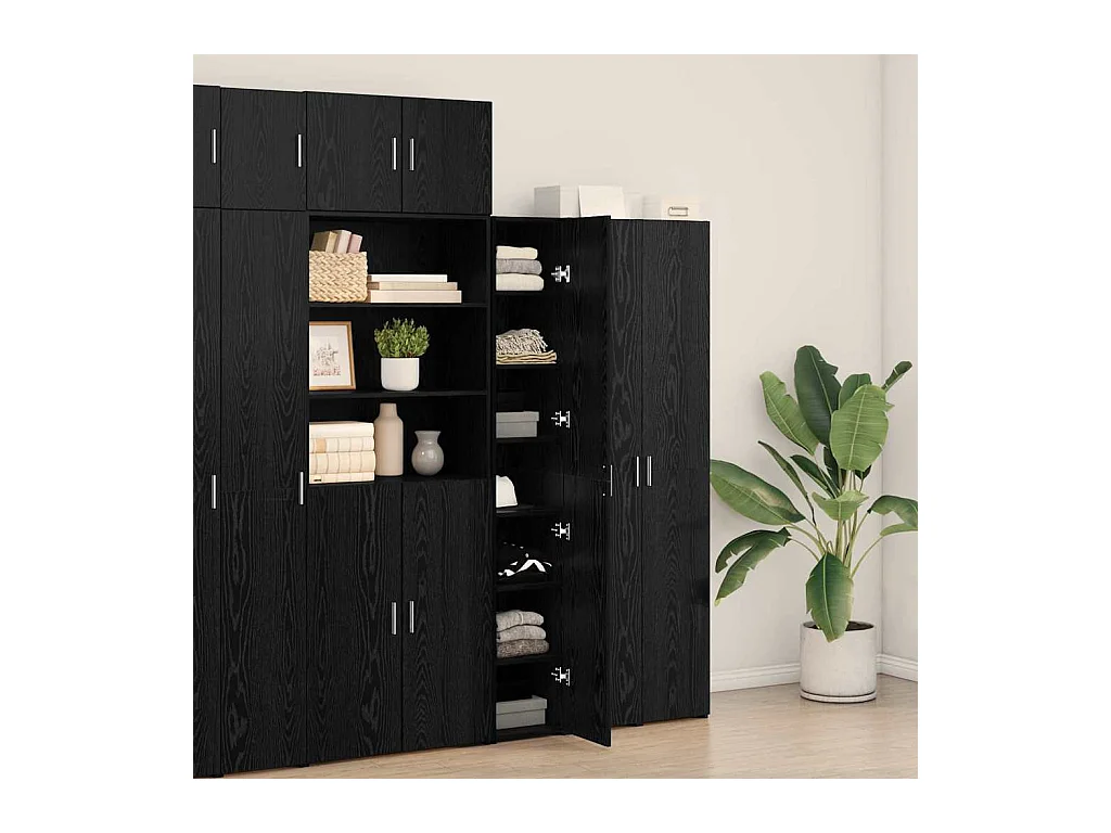 Highboard | Credenza| Armadio alto Rovere Nero 30x42.5x185 cm Legno di ingegneria