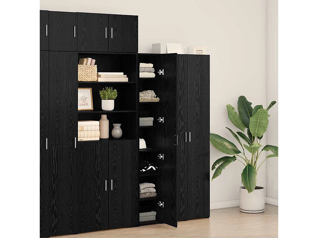 Buffet | Bahut | Meuble de rangement Chêne Noir 30x42.5x185 cm Bois d'ingénierie