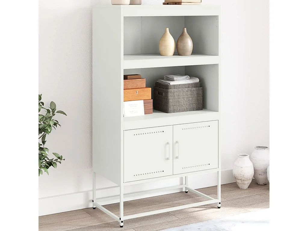 Buffet | Bahut | Meuble de rangement haut blanc 68,5x38,5x123,5 cm acier