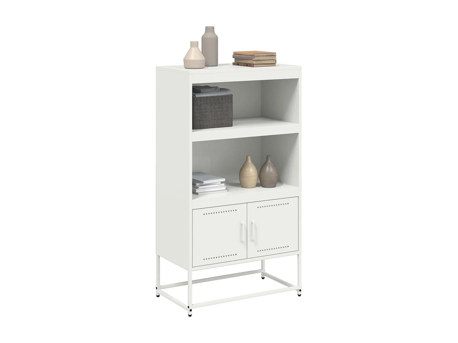Buffet | Bahut | Meuble de rangement haut blanc 68,5x38,5x123,5 cm acier