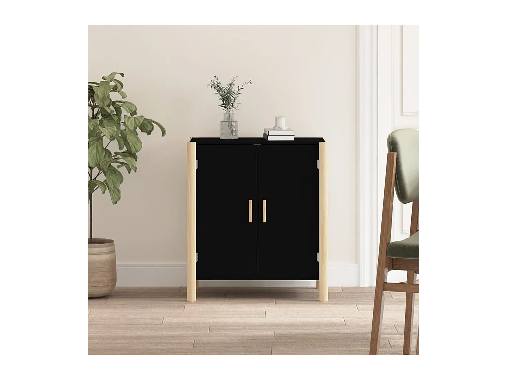 Buffet | Bahut | Meuble de rangement Noir 62x38x70 cm Bois d'ingénierie
