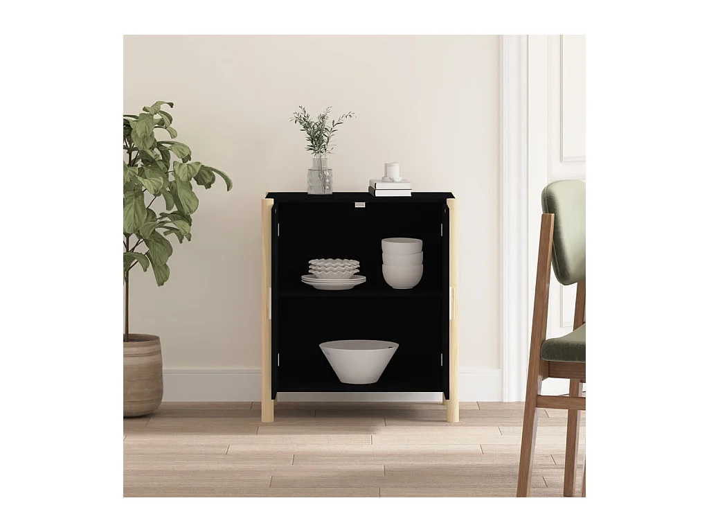 Buffet | Bahut | Meuble de rangement Noir 62x38x70 cm Bois d'ingénierie