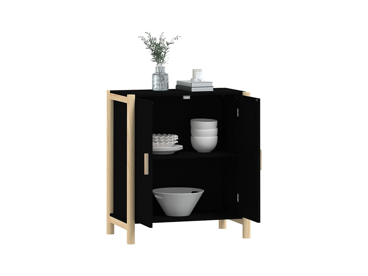 Buffet | Bahut | Meuble de rangement Noir 62x38x70 cm Bois d'ingénierie