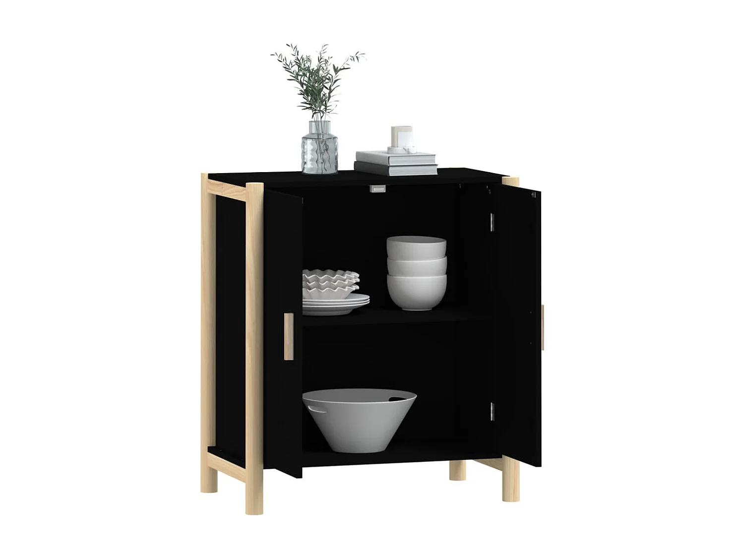 Buffet | Bahut | Meuble de rangement Noir 62x38x70 cm Bois d'ingénierie