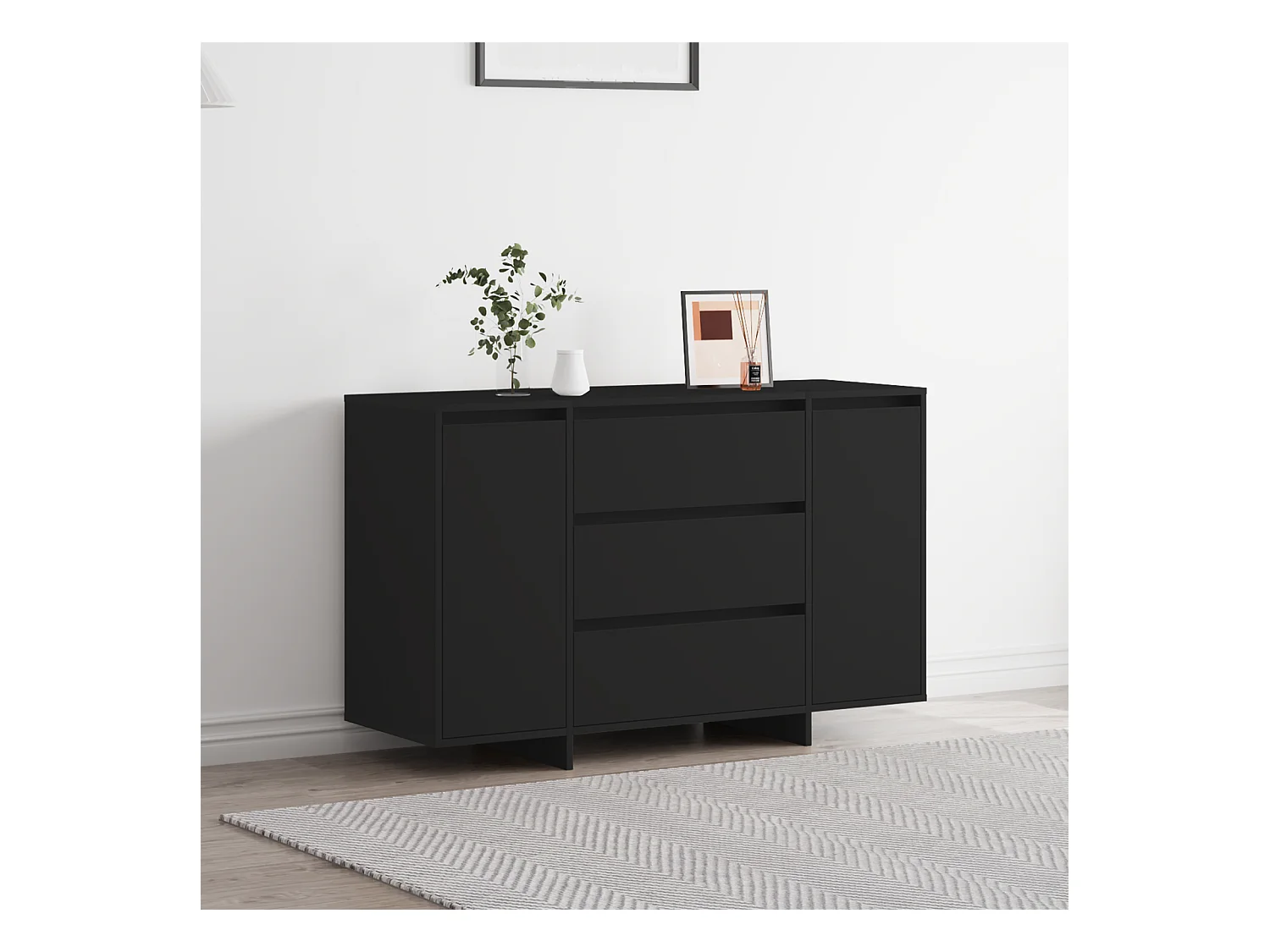 Sideboard | Credenza | Armadio Nero 120x41x75 cm in Legno ingegnerizzato
