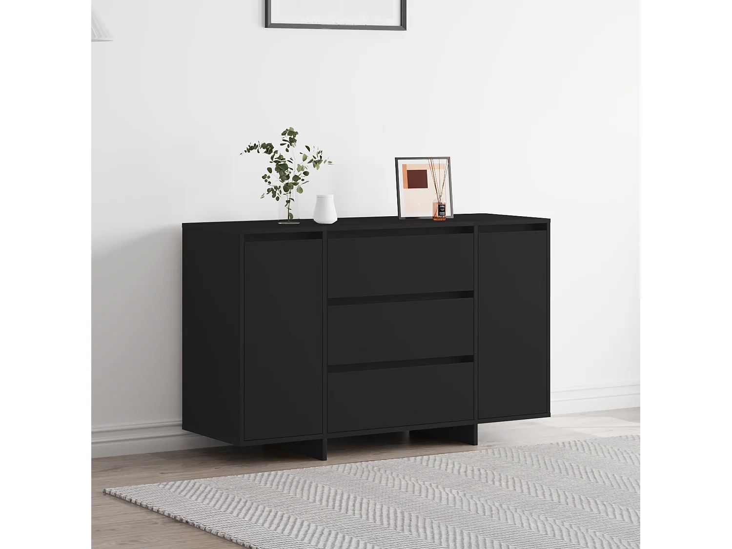 Buffet | Bahut | Meuble de rangement Noir 120x41x75 cm en bois d'ingénierie