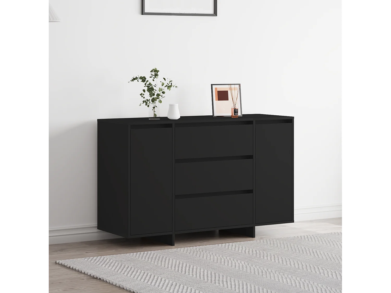 Buffet | Bahut | Meuble de rangement Noir 120x41x75 cm en bois d'ingénierie