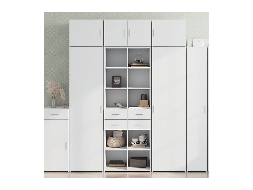 Buffet | Bahut | Meuble de rangement haut blanc 70x42,5x185 cm bois d'ingénierie