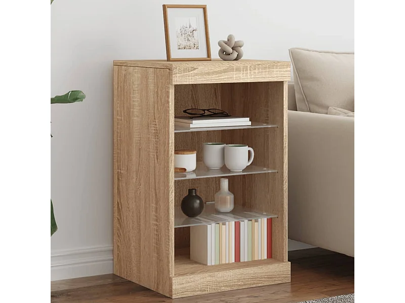 Buffet | Bahut | Meuble de rangement avec lumières LED chêne sonoma 41x37x67 cm