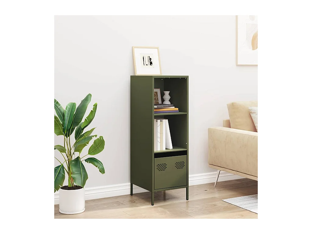 Buffet | Commode à tiroir | Meuble de rangement vert olive 35x39x103,5 cm acier