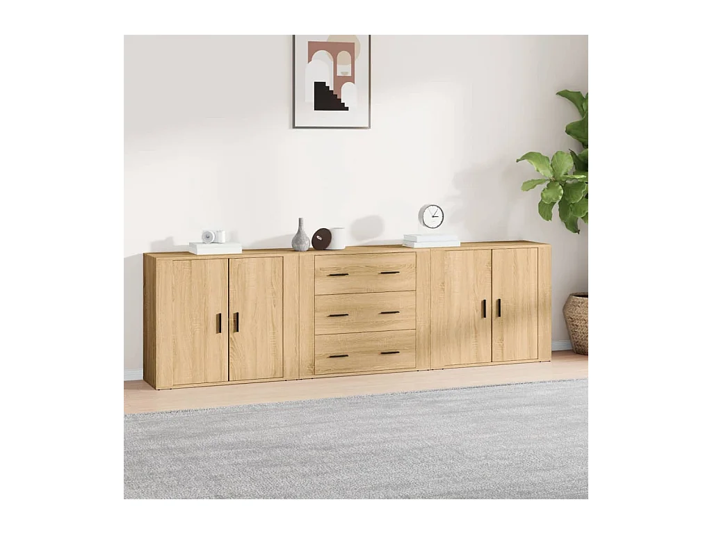 Credenze | Buffet | Armadi 3 pz Rovere Sonoma in Legno Multistrato