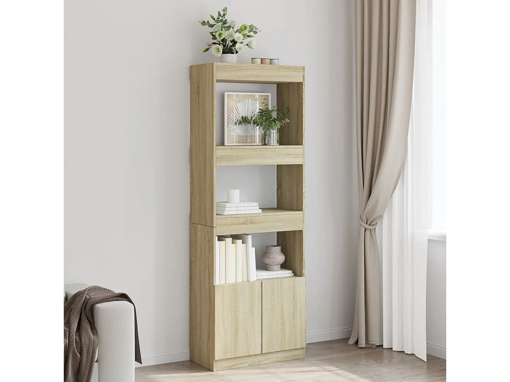 Buffet | Bahut | Meuble de rangement haut 63x33x180 cm chêne sonoma bois d'ingénierie