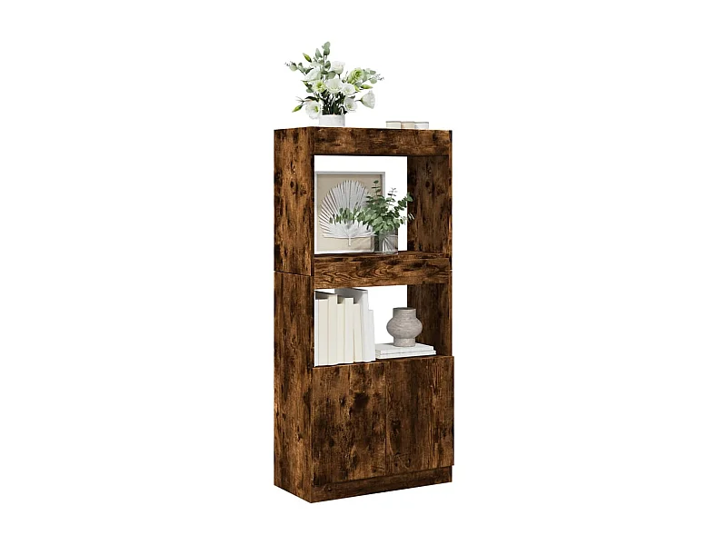 Buffet | Bahut | Meuble de rangement haut chêne fumé 63x33x140 cm bois d'ingénierie