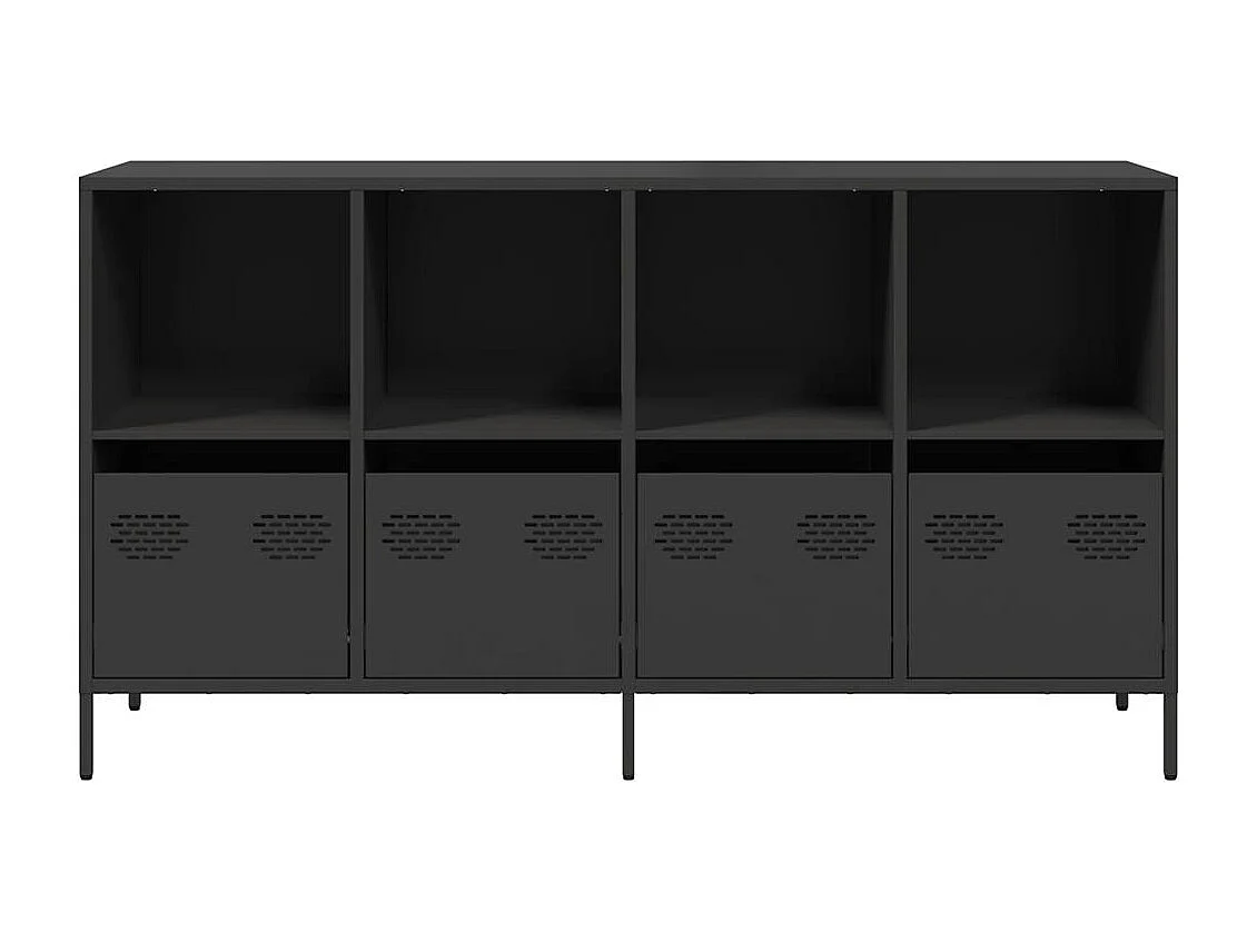 Credenza | Buffet | Armadio Nera 135x39x73,5 cm in Acciaio Laminato a Freddo