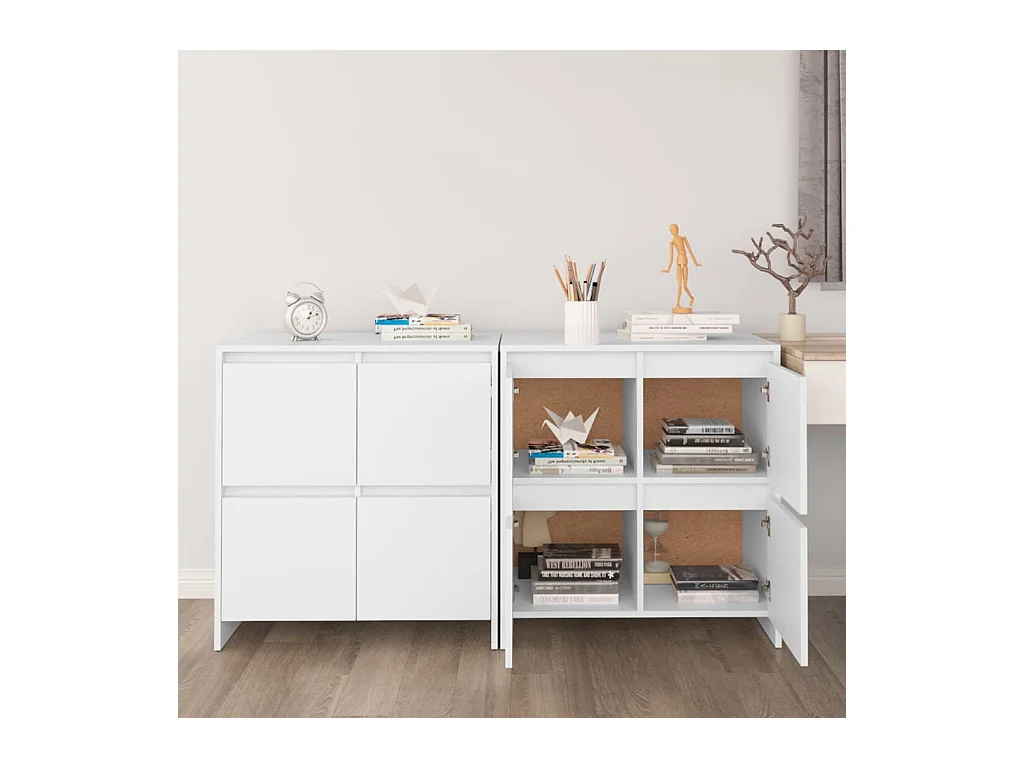 Credenze | Buffet | Armadi 2 pz Bianche 70x41x75 cm in Legno Multistrato