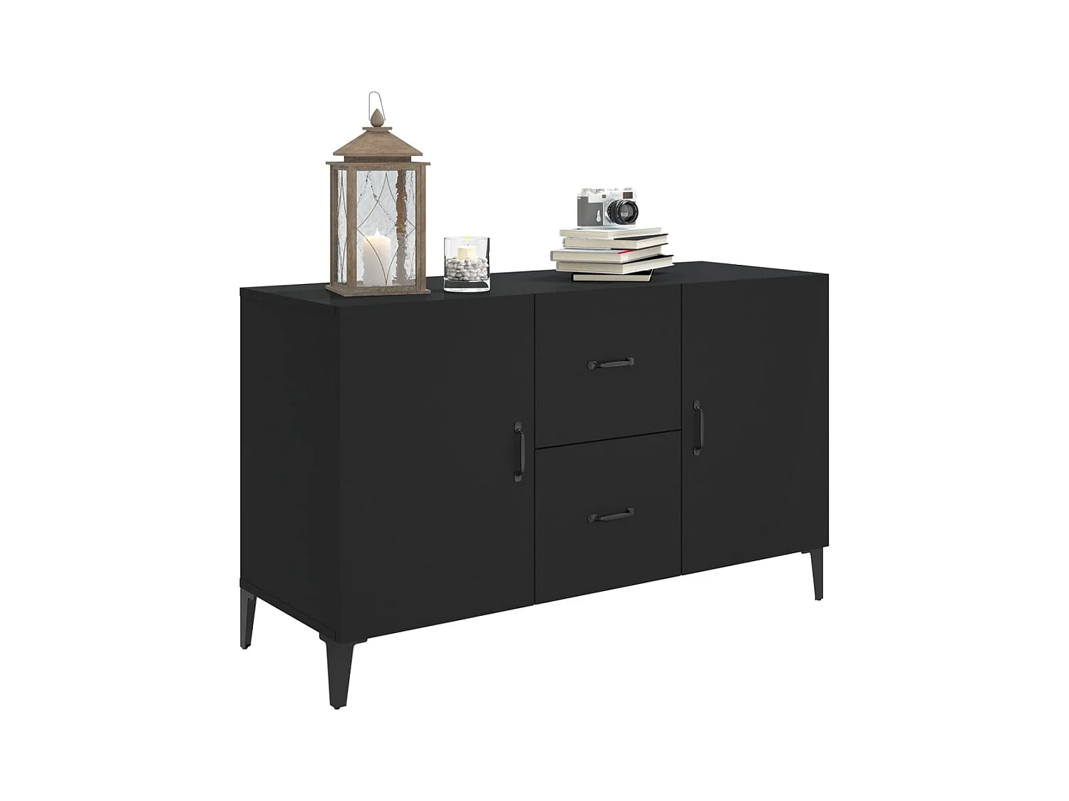 Credenza | Buffet | Armadio Nera 100x36x60 cm in Legno Multistrato