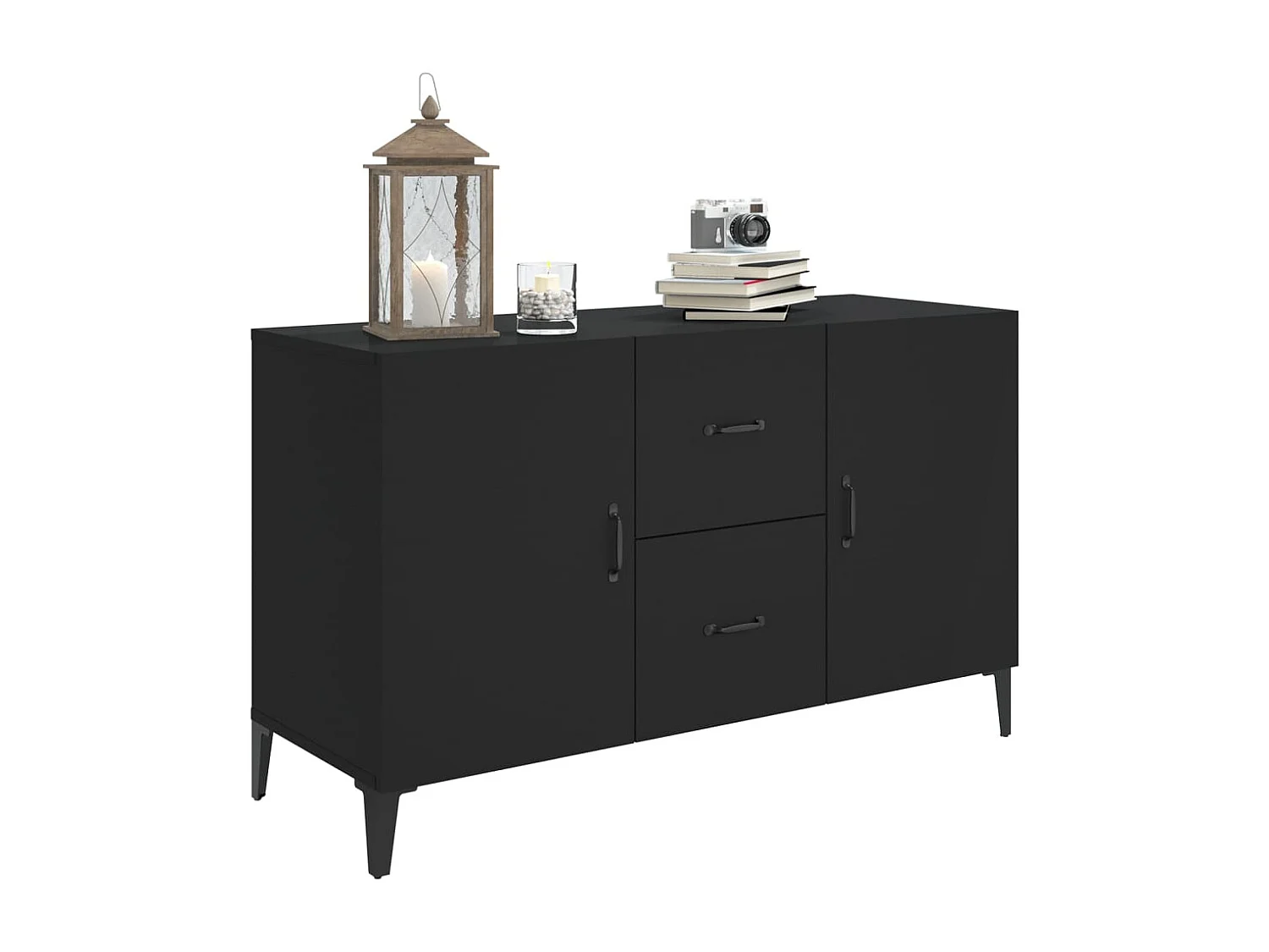 Credenza | Buffet | Armadio Nera 100x36x60 cm in Legno Multistrato