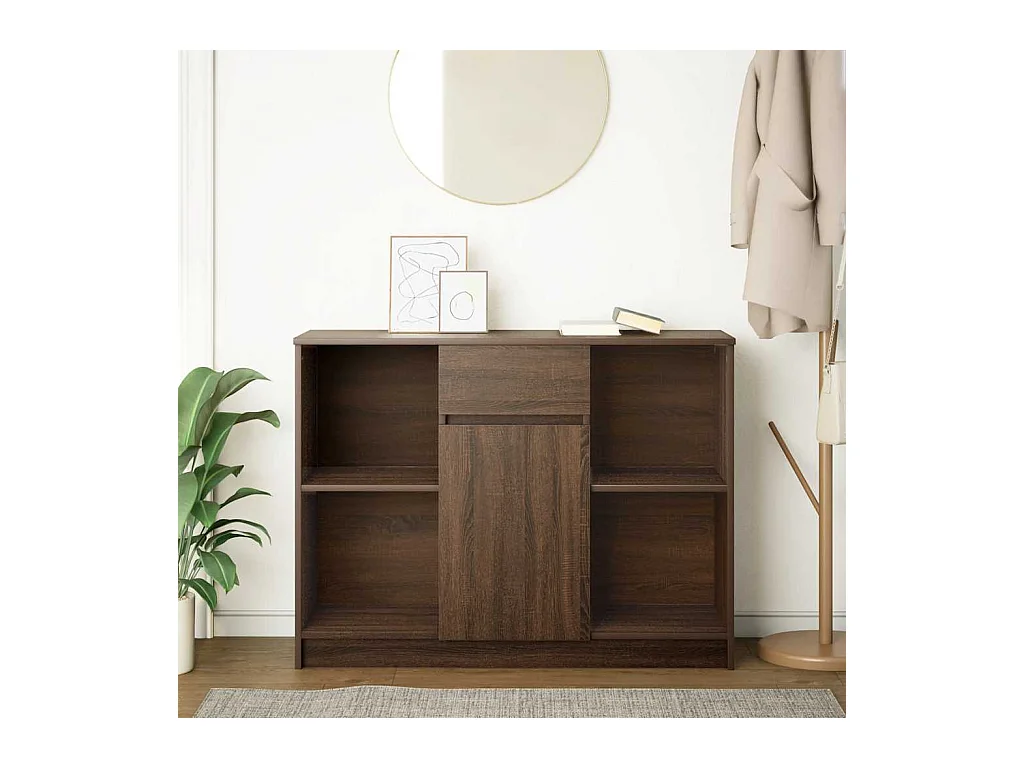 Buffet | Commode à tiroir | Meuble de rangement avec tiroir chêne brun 101x35x76 cm bois d'ingénierie