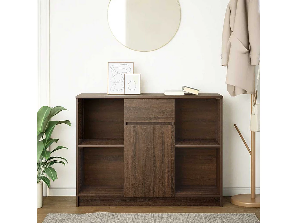 Buffet | Commode à tiroir | Meuble de rangement avec tiroir chêne brun 101x35x76 cm bois d'ingénierie