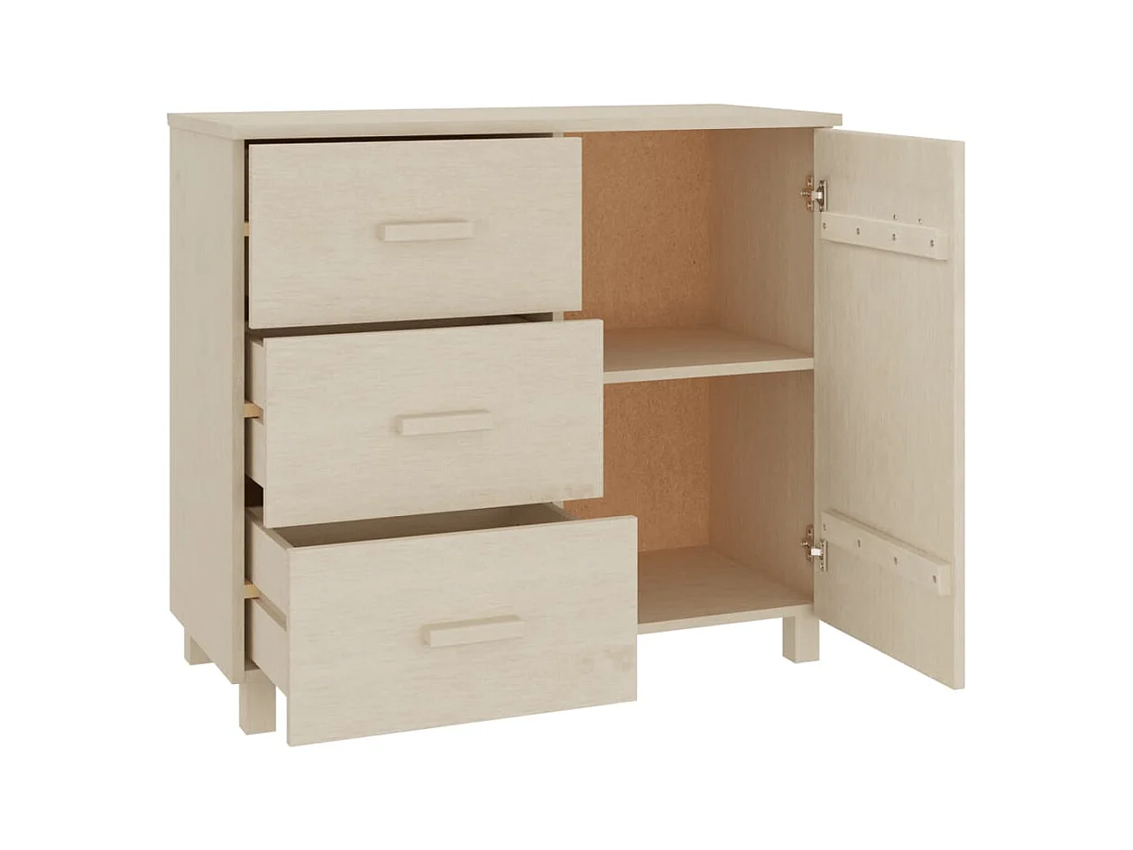 Buffet | Commode à tiroir | Meuble de rangement HAMAR Marron miel 90x40x80 cm Bois massif de pin