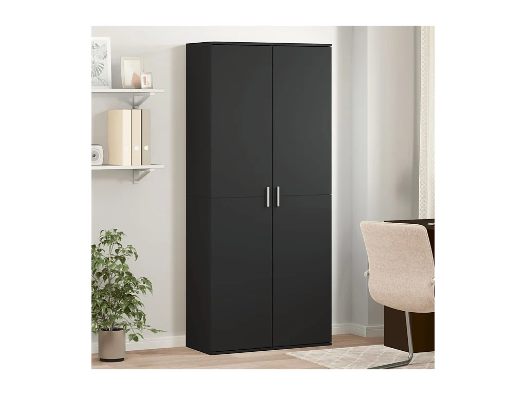 Credenza | Buffet | Armadio Nero 80x35x180 cm in Legno Multistrato