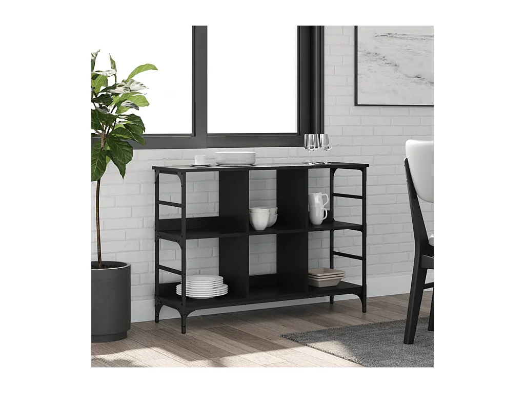 Credenza | Buffet | Armadio Nera 102x32x73,5 cm in Legno Multistrato