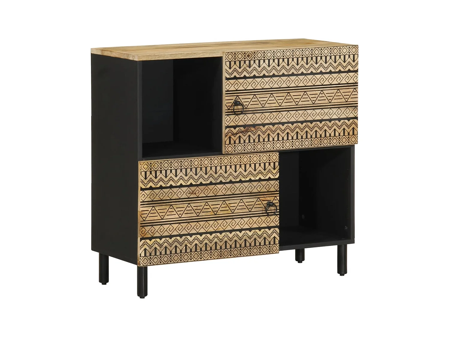 Credenza | Buffet | Armadio 80x33,5x75 cm in Legno Massello di Mango Grezzo