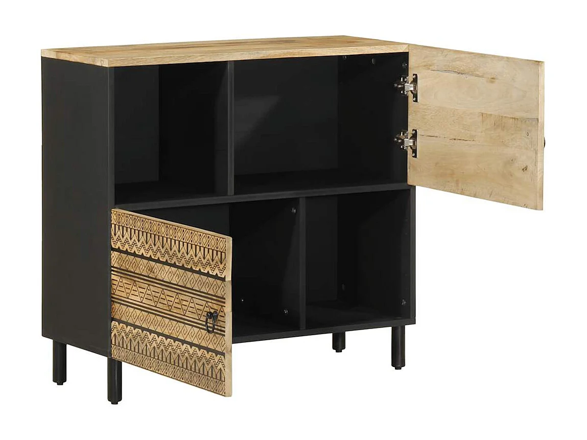 Credenza | Buffet | Armadio 80x33,5x75 cm in Legno Massello di Mango Grezzo