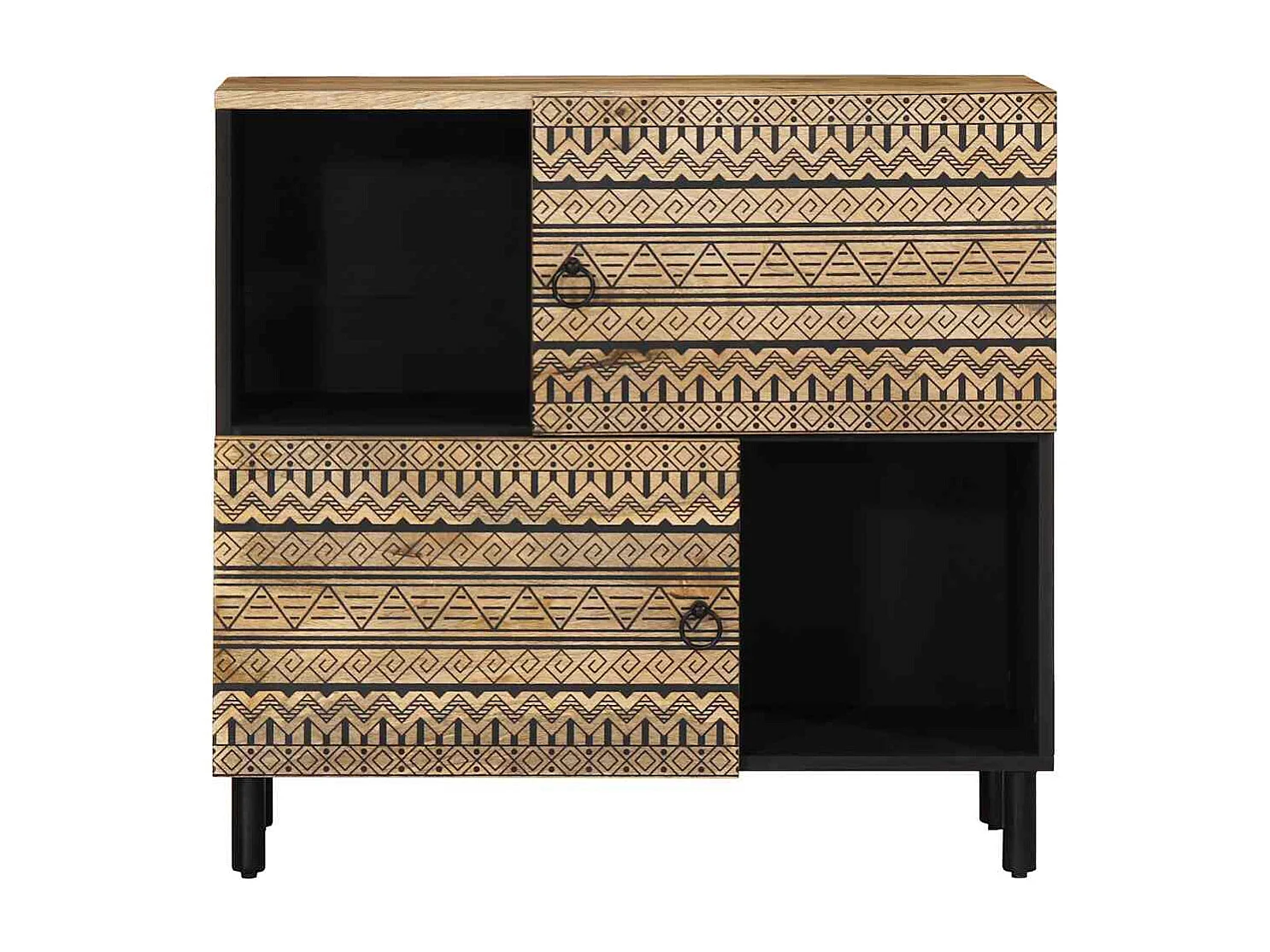 Credenza | Buffet | Armadio 80x33,5x75 cm in Legno Massello di Mango Grezzo