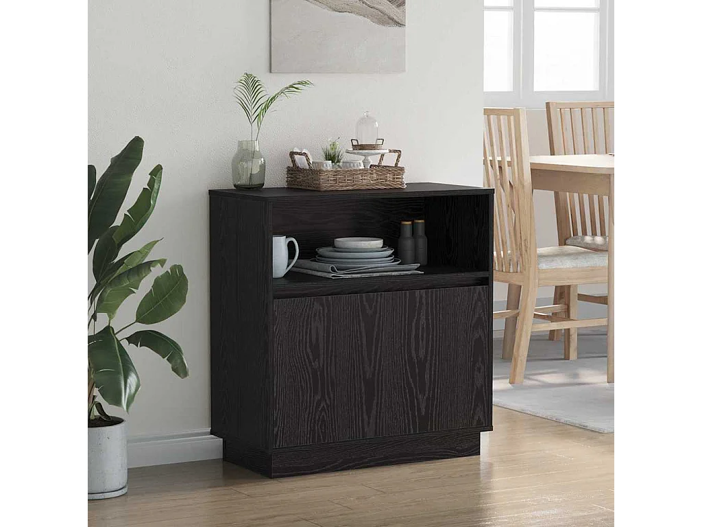 Buffet | Bahut | Meuble de rangement avec LED chêne noir 71x34,5x75 cm en bois d'ingénierie