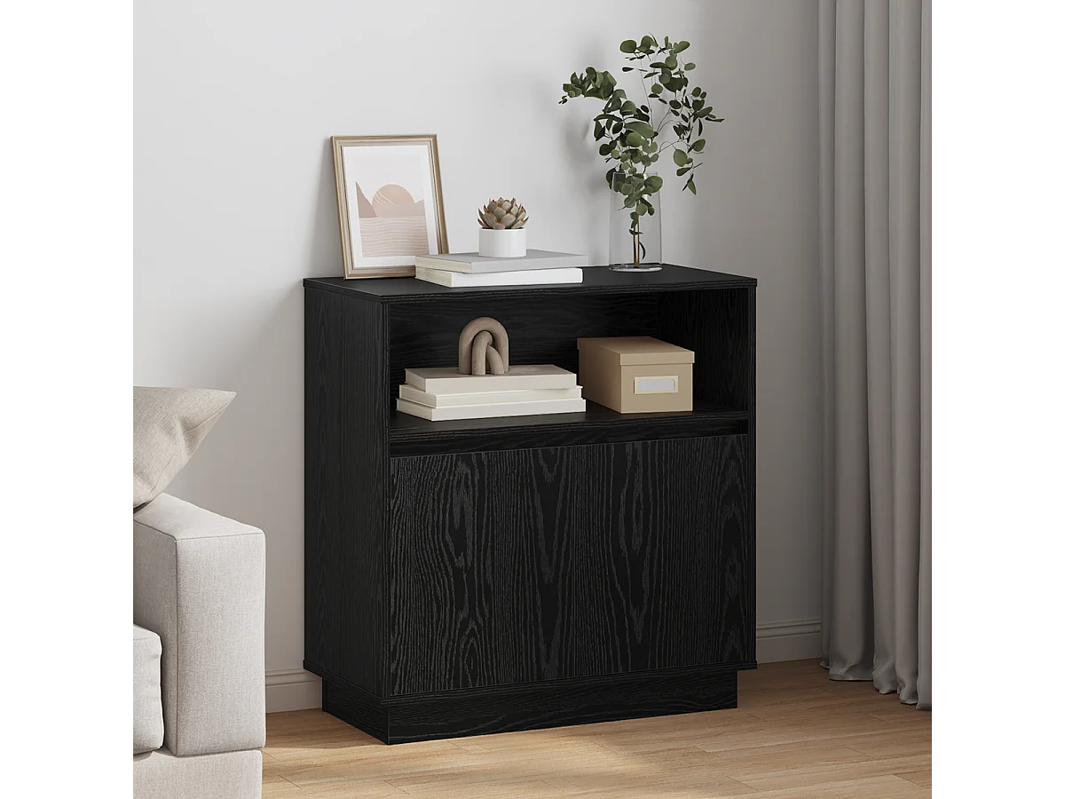 Buffet | Bahut | Meuble de rangement avec LED chêne noir 71x34,5x75 cm en bois d'ingénierie