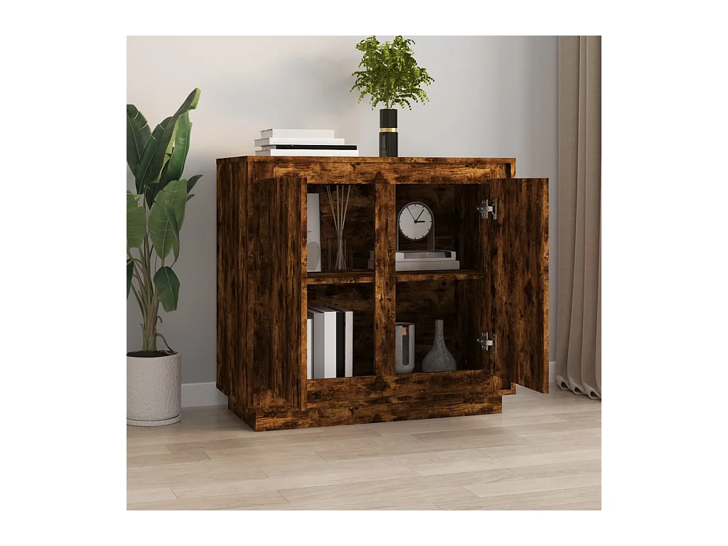Buffet | Bahut | Meuble de rangement chêne fumé 80x34x75 cm bois d'ingénierie