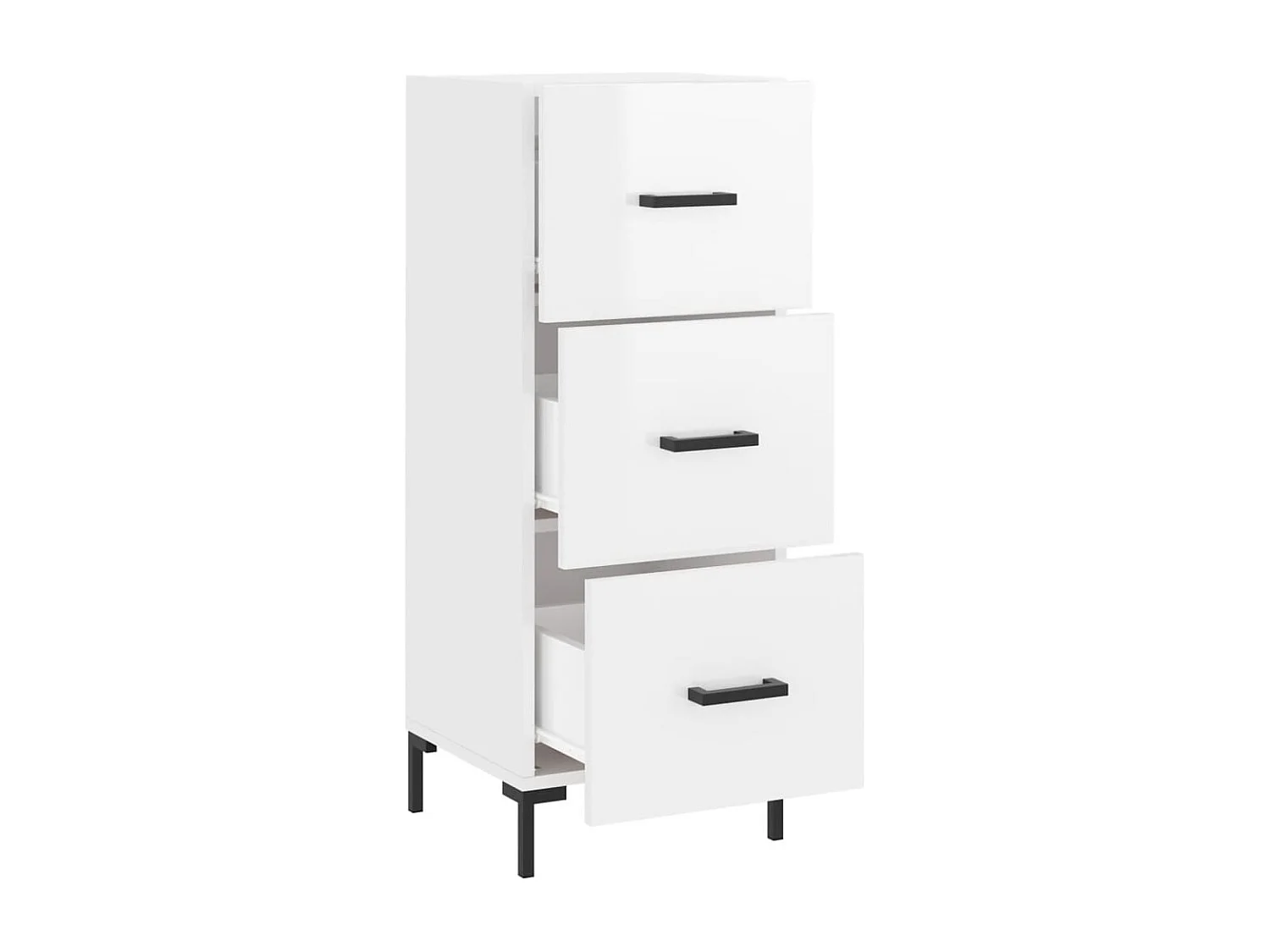 Credenza | Buffet | Armadio Bianco Lucido 34,5x34x90 cm in Legno Multistrato